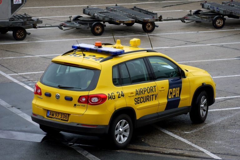 Airport security vehicle at Copenhagen Airport