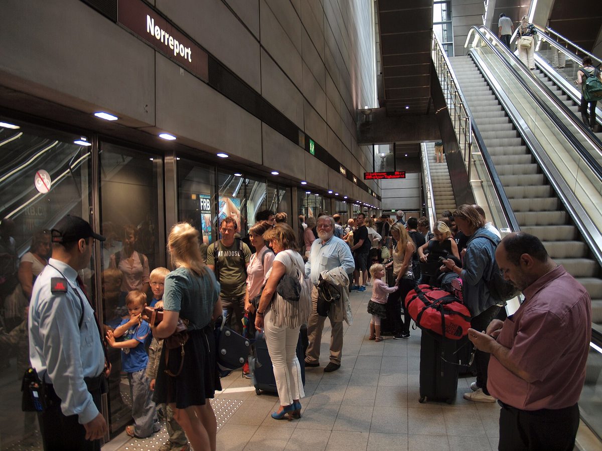 Busy metro station at Copenhagen Central