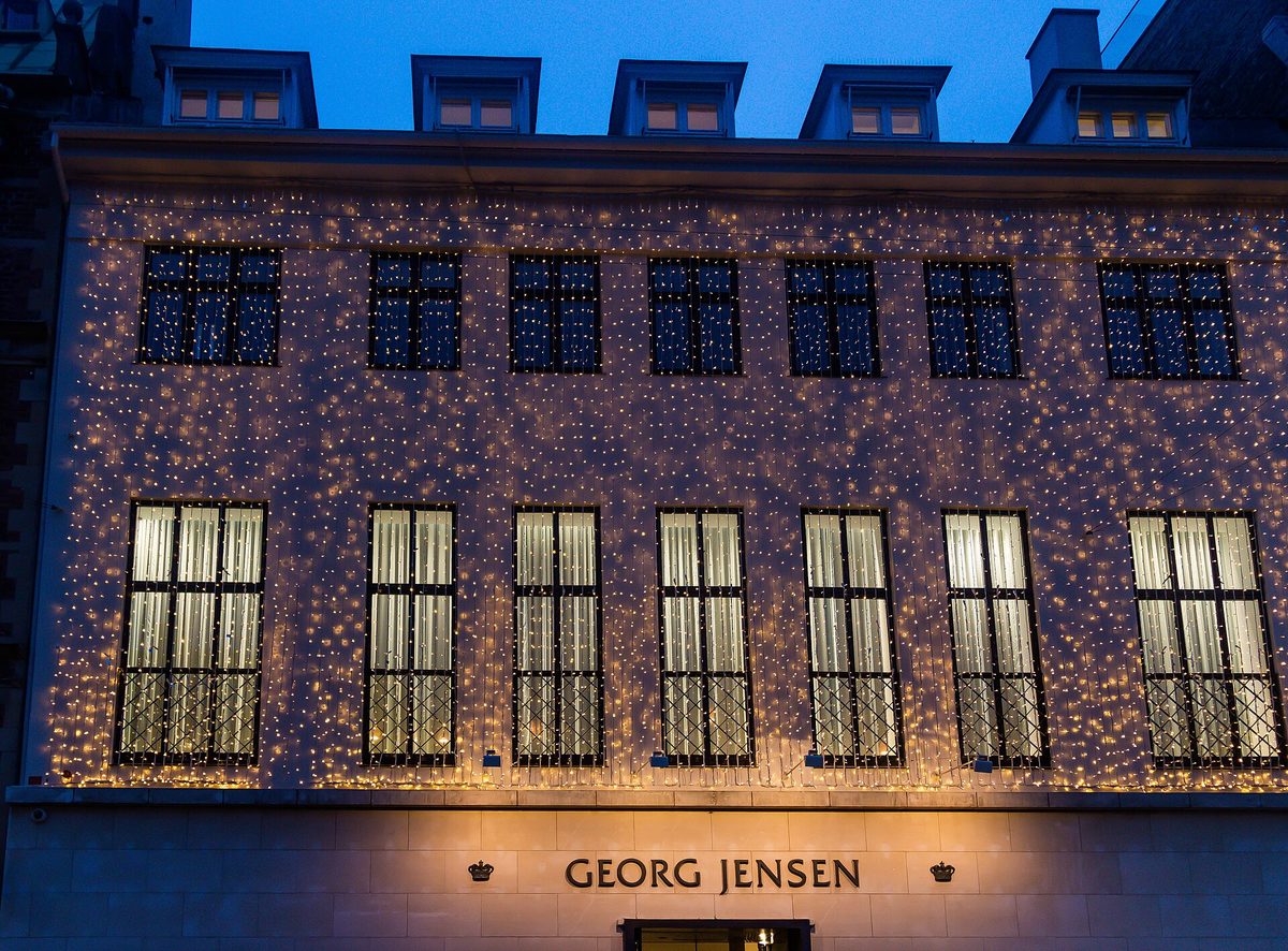 Christmas lights on a Copenhagen shopfront