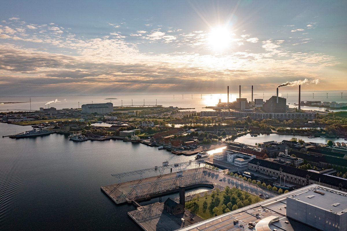 Copenhagen harbour at sunset