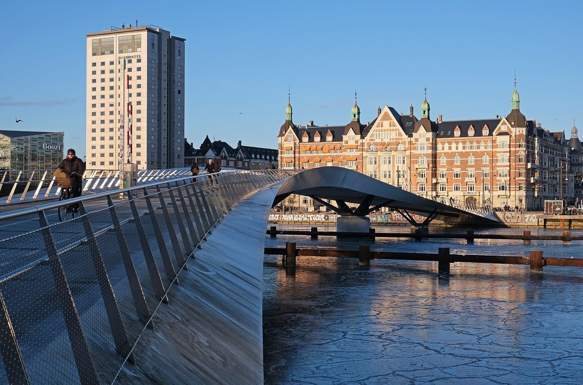Lille Langebro bridge in winter